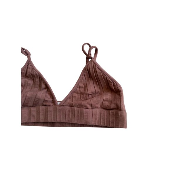 JONATHAN SIMKHAI Standard Brown Ribbed Bralette Bra Size Medium - Picture 4 of 5